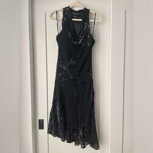 Vintage Y2K Jones New York Cowl Neck Silk & Velvet dress